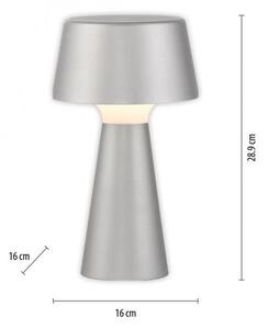 LD 19260-21 ABERA LED stolní lampa na baterie stříbrná dotykový stmívač IP54 USB vnitřní i venkovní použití 3000K - JUST LIGHT