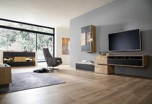 Dvoudílná TV komoda do obývacího pokoje VALENCIA bělený dub