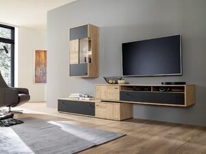 Dvoudílná TV komoda do obývacího pokoje VALENCIA bělený dub
