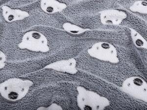 Biante Dětská mikroplyšová deka MIP-030 Medvídci na šedém 100x150 cm