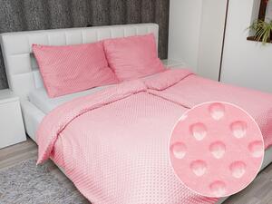 Biante Hřejivé ložní povlečení Minky 3D puntíky MKP-011 Světle růžové Prodloužené 140x220 a 70x90 cm