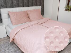 Biante Hřejivé ložní povlečení Minky 3D puntíky MKP-032 Pudrově růžové Jednolůžko 140x200 a 70x90 cm