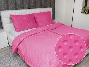 Biante Hřejivé ložní povlečení Minky 3D puntíky MKP-020 Růžovo fialové Prodloužené 140x220 a 70x90 cm