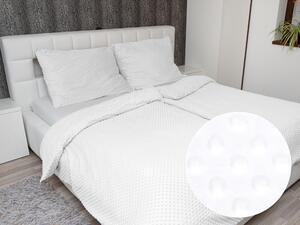 Biante Hřejivé ložní povlečení Minky 3D puntíky MKP-033 Sněhově bílé Prodloužené 140x220 a 70x90 cm