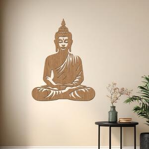 Dřevěný obraz Buddha – Energie klidu | Rozměry (cm): 30x40 | Zvolte barvu dekoru: Horský dub