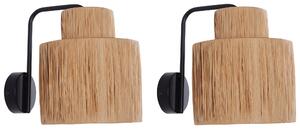 Sada 2 nástěnných lamp SHINFA Proutí Přírodní