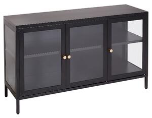 Prosklená komoda NEWPORT 115 cm Kov Černá