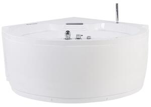 Rohová vířivá vana s LED osvětlením MILANO s reproduktorem Bluetooth 181 x 150 cm Bílá