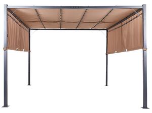 Zahradní pavilon LED PARGA 310 cm 310 cm Kov Hnědá