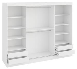 Třídveřová šatní skříň Wenera 250, Barva: černá, Osvětlení: osvětlení LED - bílé 5903211399725