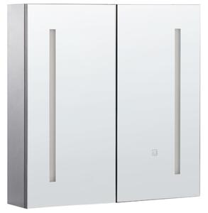 Nástěnná zrcadlová skříňka do koupelny LED CHABUNCO 60 cm 60 cm Černá