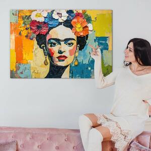 DUBLEZ | Dřevěný obraz - Frida Kahlo v barvách | UV tisk, Premium