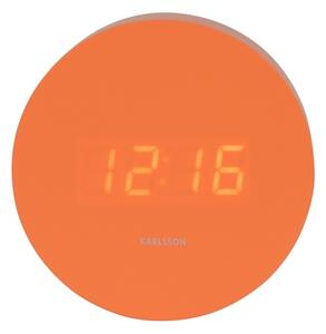 Karlsson 5981OR designové LED hodiny s budíkem oranžová, pr. 9 cm