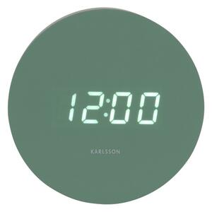Karlsson 5981GR designové LED hodiny s budíkem zelená, pr. 9 cm