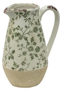 Keramický dekorační džbán se zelenými květy Jenia S - 16*12*22 cm