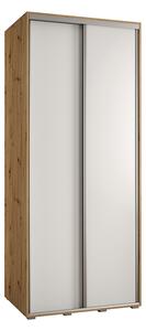 Šatní skříň s posuvnými dveřmi DAVOS 100cm | DUB Artisan / bílá / stříbrné