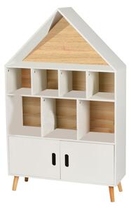 DOCHTMANN Dětská knihovna domeček, úložný regál pro děti, bílá 80x30x126cm