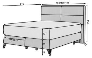 Luxusní postel s komfortní matrací Sardegna 180x200, šedá Nube
