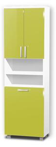 Vysoká koupelnová skříňka s košem K16 barva skříňky: bílá 113, barva dvířek: lemon lesk