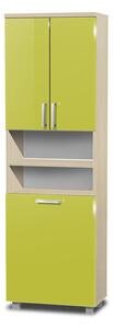 Vysoká koupelnová skříňka s košem K16 barva skříňky: akát, barva dvířek: lemon lesk