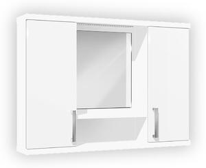Závěsná koupelnová skříňka se zrcadlem K11 barva skříňky: bílá 113, barva dvířek: bílý lesk