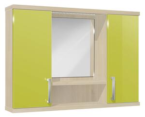 Závěsná koupelnová skříňka se zrcadlem K11 barva skříňky: akát, barva dvířek: lemon lesk