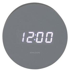 Karlsson 5981GY designové LED hodiny s budíkem šedá, pr. 9 cm