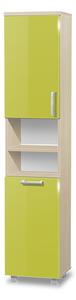 Vysoká koupelnová skříňka s košem K17 barva skříňky: akát, barva dvířek: lemon lesk