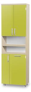 Vysoká koupelnová skříňka s košem K29 barva skříňky: akát, barva dvířek: lemon lesk