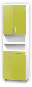 Vysoká koupelnová skříňka s košem K29 barva skříňky: bílá 113, barva dvířek: lemon lesk