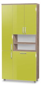 Vysoká koupelnová skříňka s košem K32 barva skříňky: dub sonoma tmavá, barva dvířek: lemon lesk