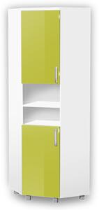 Vysoká koupelnová skříňka rohová K36 barva skříňky: bílá 113, barva dvířek: lemon lesk