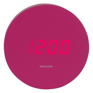 Karlsson 5981BP designové LED hodiny s budíkem růžová, pr. 9 cm