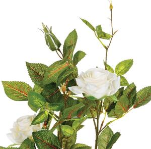 Umělá dekorativní rostlina bílá růže v květináči, 50 cm