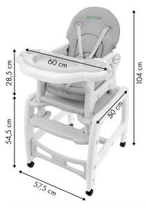 Bestent Dětská jídelní židle 3v1 Gray Ecotoys