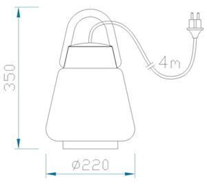 Mantra 6213 Kinke, přenosná/závěsná venkovní lampa 1xE27, výška 35cm, IP65