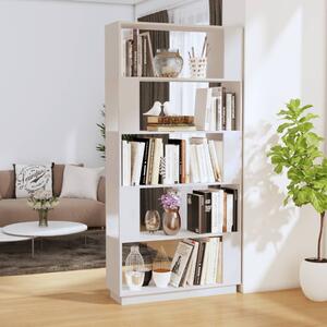 Knihovna / dělicí stěna bílá 80x25x163,5 cm masivní borovice