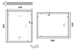NIMCO ZP 13002VX - LED Koupelnové podsvícené zrcadlo 3000-6500K 80x60 cm IP44