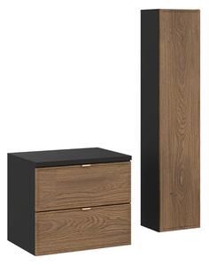 Comad Koupelnová sestava s deskou a skříňkami Talia Casella 60 cm černý mat/dub casella