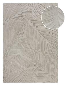 Šedý vlněný koberec Flair Rugs Lino Leaf, 160 x 230 cm