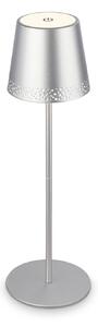 Nabíjecí stolní lampa Kiki LED, matný chrom, IP44, 3 000K