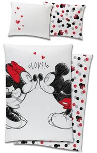 Bavlněné ložní povlečení Minnie & Mickey Mouse - motiv Love - 100% bavlna Renforcé - 90 x 70 cm + 140 x 200 cm