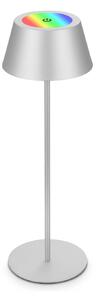 Nabíjecí stolní lampa Kiki LED, matný chrom, IP44, 3 000 K, RGBW