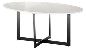 Oválný konferenční stolek SARASOLA bílý mramor/kov černý mat