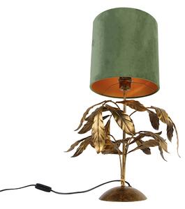 Vintage stolní lampa starožitná zlatá se zeleným stínidlem - Linden