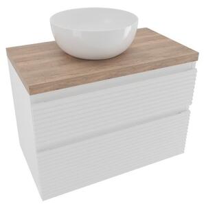 Koupelnová skříňka 2 zásuvková s krycí deskou Naturel Savona 78x53x44,8 cm bílá lesk SAVONA280BIDDH