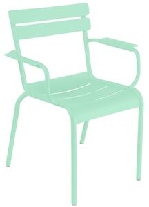 Opálově zelená kovová zahradní židle Fermob Luxembourg s područkami
