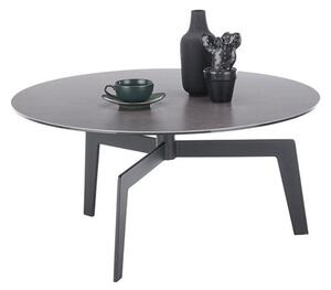 Kulatý konferenční stolek BUENA VISTA keramika antracit/kov černý mat