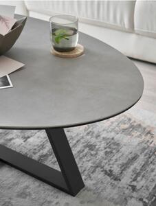 Oválný konferenční stolek ELBING šedá keramika/kov černý mat