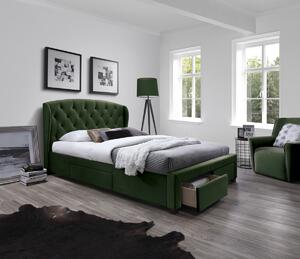 HALMAR Čalouněná postel Rina tmavě zelená 160x200 cm